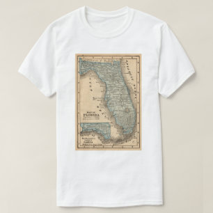 Antieke kaart van Florida Golf van Mexico T-shirt
