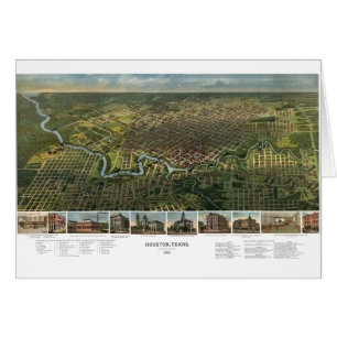 Antieke kaart van Houston, Texas met Buffalo River