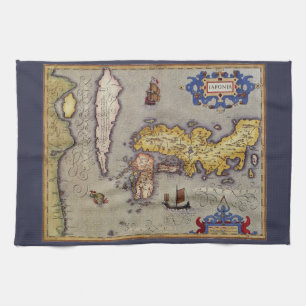 Antieke kaart van Japan door Mercator en Hondius Theedoek