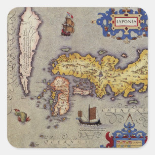 Antieke kaart van Japan door Mercator en Hondius Vierkante Sticker