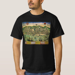 Antieke kaart van Lissabon, Portugal door Braun/Ho T-shirt