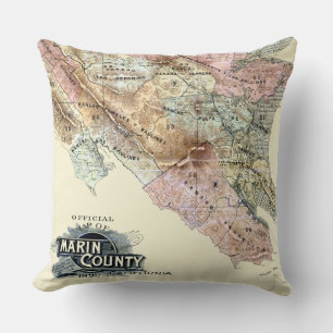 Antieke kaart van Marin County uit 1890 Kussen