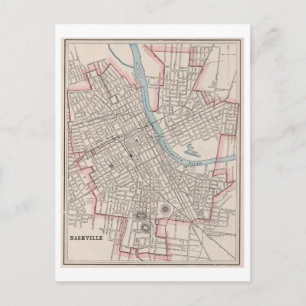 Antieke kaart van Nashville, Tennessee, uit 1899