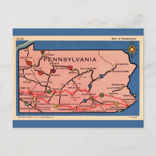 Antieke kaart van Pennsylvania (Voorkant)