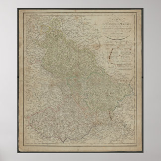 Antieke kaart van Silezië en Moravië uit 1799, his Poster