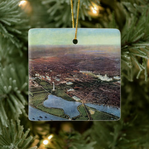 Antieke kaart van Washington DC en de Potomacrivie Keramisch Ornament