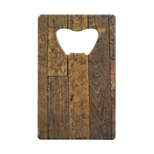 Antieke kale houten paneel kredietkaart flessenopener