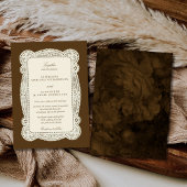 Antieke Kanten Oude-Money-Mocha-Bruine Bruiloft Kaart