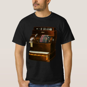 Antieke kassa, vintage detailhandel t-shirt