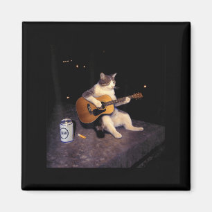 Antieke kat bier grappige kat drinkt bier gitaar c magneet
