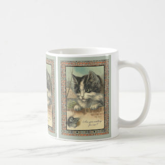 Antieke kat en muis "Wachtend op mij?" Koffiemok