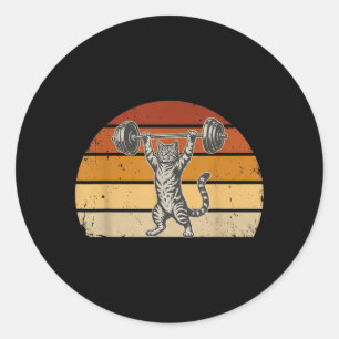 Antieke Kat Krachttraining Gym Overheid Ronde Sticker