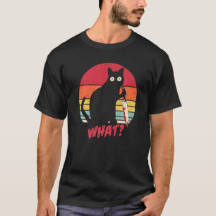 Antieke Kat Wat Moorddadige Zwarte Kat Met Mes T-shirt