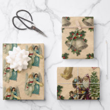 Antieke Kerstengelen Belletjes Kerstman Perkament