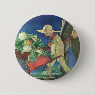 Antieke kind, biologisch tuinieren; Victory garden Ronde Button 5,7 Cm