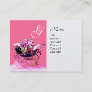 ANTIEKE KINDERWAGEN MET BLOEMEN BABYSHOWER,parel p Visitekaartje