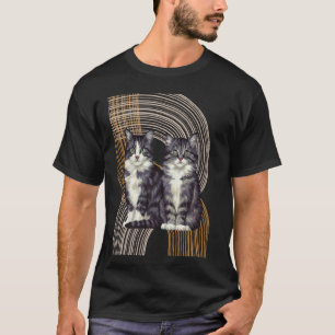 Antieke Kitten Kat Mid Century Modern Retro Stijl T-shirt