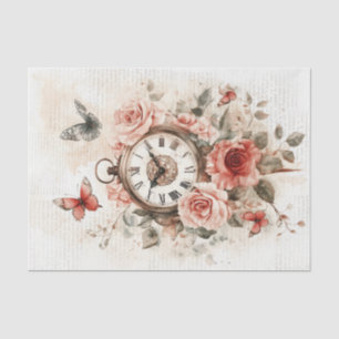 Antieke klok met handschrift voor decoupage tissuepapier