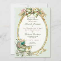 Antieke Koets Ivoor Mint Goud Rozen Gingham