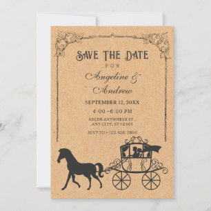 Antieke koets met paard save the date