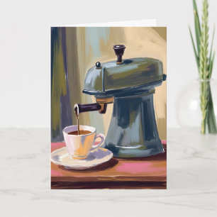 Antieke koffiemachine Latte Aquarel Kaart