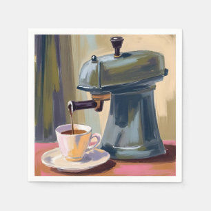 Antieke koffiemachine Latte Aquarel Servet