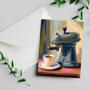 Antieke koffiemachine Latte Aquarelkaart