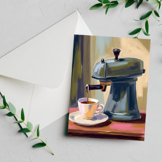 Antieke koffiemachine Latte Aquarelkaart