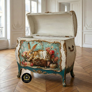 Antieke Konijn & Bloemenmand Decoupage Tissuepapier