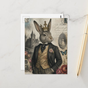 Antieke Konijn in een Kroon Briefkaart