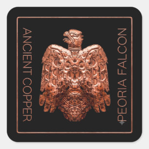 Antieke Koperen Peoria Falcon Gerestaureerde Kaart Vierkante Sticker
