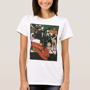 Antieke kreeftchampagne; Elégante feestelijke part T-shirt