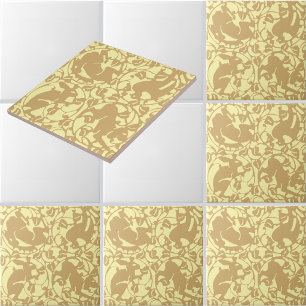 Antieke Kunst & Ambachtsstijl Konijn Hond Vogel He Tegeltje