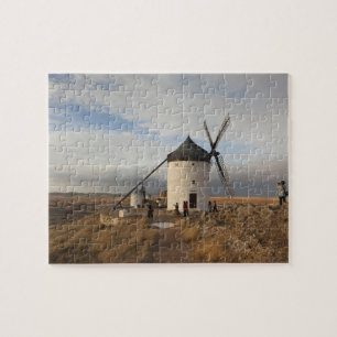 Antieke La Mancha-molens, met bezoekers Legpuzzel