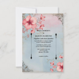 Antieke Landelijke Bloemen & Elegante RSVP Kaart