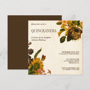 Antieke Landelijke Bloemrijke Vogelnest Quinceaner Kaart
