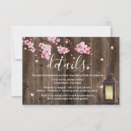 Antieke Lantaarn Roze Bloemige Trouwdetails Kaart