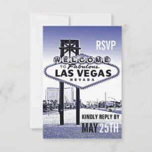 Antieke Lavendelblauwe Las Vegas Huwelijks RSVP Kaartje