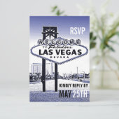 Antieke lavendelblauwe Las Vegas-huwelijks-RSVP RSVP Kaartje (Staand voorkant)