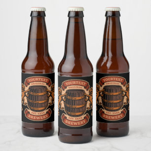 Antieke Leeuw Eiken Vat Gepersonaliseerde Brouweri Bier Etiket