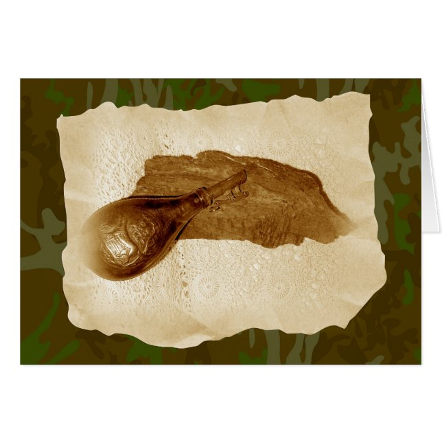 Antieke leren buskruitfles (Voorkant Horizontaal)