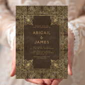 Antieke lijst bruin goud bruiloft kaart