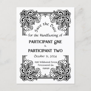 Antieke lijst handfasting vlakke save the date kaa aankondigingskaart