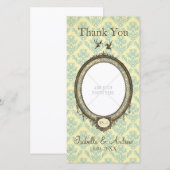 Antieke lijst op Damast Trouw Dankjewel Bedankkaart (Voorkant / Achterkant)