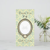 Antieke lijst op Damast Trouw Dankjewel Bedankkaart (Staand voorkant)