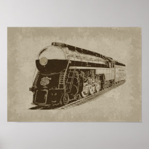 Antieke locomotief - Art Deco-tijdperk Poster