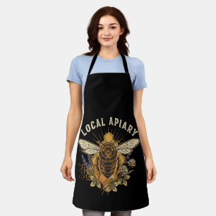 Antieke lokale imkerij honingbij met lavendel schort