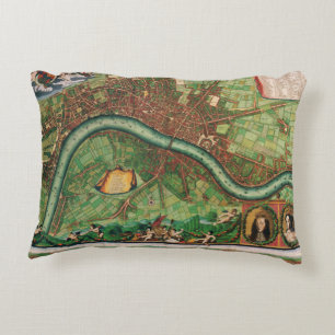 Antieke Londense straatkaart door Johannes de Ram, Accent Kussen