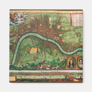 Antieke Londense Straatkaart door Johannes de Ram, Magneet