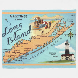 Antieke Long Island, NY Kaart Fleece Deken